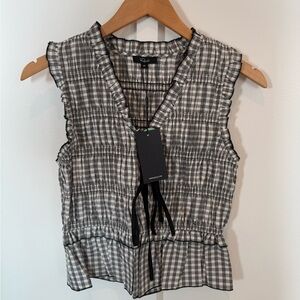 NWT Sz XS Rails Monochrome Checkered Blouse